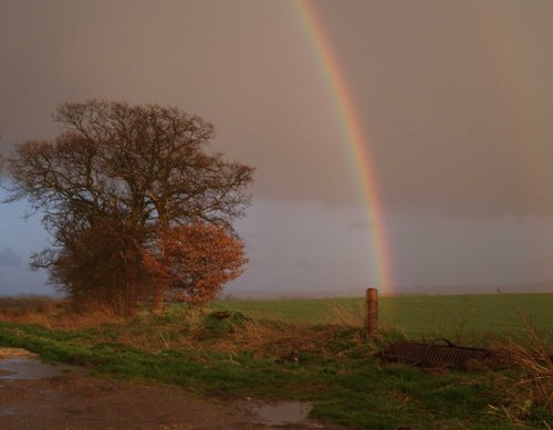 Rainbow near Uffington, Vale of White Horse. April 2006.