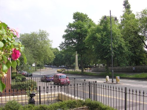 Doncaster, South Yorkshire.  View towards War Memorial at Elmfield park, Summers Day Bennethorpe.