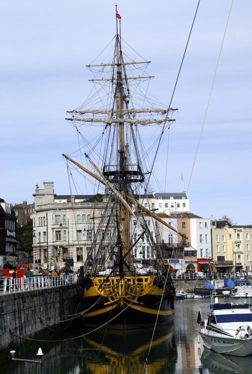 Sailing ship in Ramsgate Harbour. Kent. April 2006