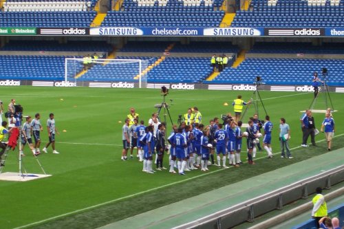 Chelsea Team preparing to pose for team photo