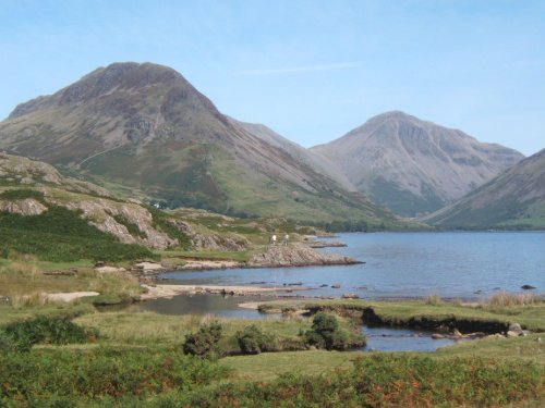 Wastwater, looking to Yewbarrow and Great Gable at the valley head.