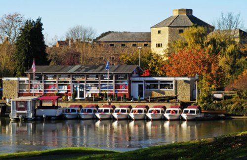 View across the Thames at the Old Gaol and Abingdon Boat Centre, Abingdon, Oxfordshire.