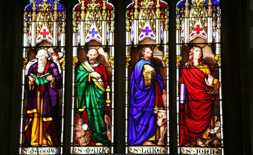 Victorian stained glass windows, St Helen's Church, Abingdon, Oxfordshire.