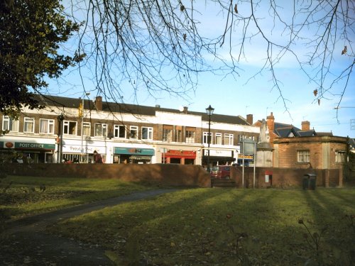 View of shops on broadgate, Beeston, Notts, taken on broadgate park before the modernisation