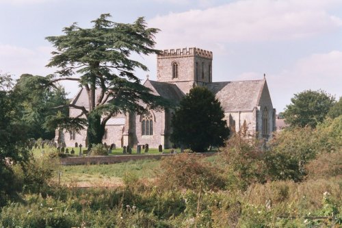 Great Bedwyn (Wiltshire) St Mary's Church from Kennet & Avon canal towpath.