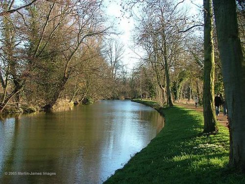 The River Cherwell, Oxford's 'other' river, in Christchurch Meadows, Jan 2005