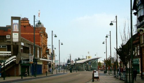 The Church Street and the new bus station in the centre of Eccles.