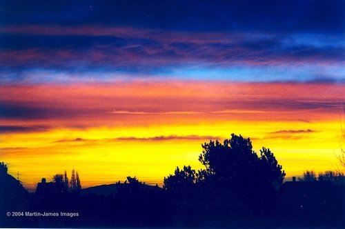 A striking sunrise in Shropshire over the Wrekin, seen from Shrewsbury in November 1998