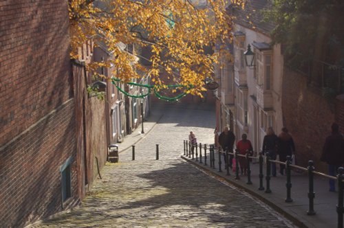 The picture was taken looking down Steep Hill in Lincoln