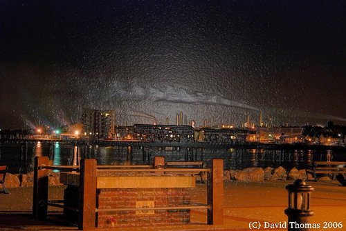 Night Time picture taken in November With D80 of ESSO Refinery at Fawley taken at Hythe Marina