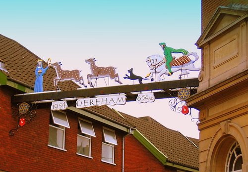 The Town Sign situated over the High Street, Dereham, Norfolk