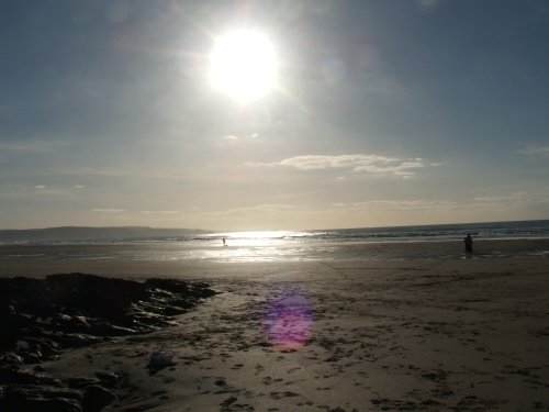 Sun on the water at Crooklets Beach in Bude