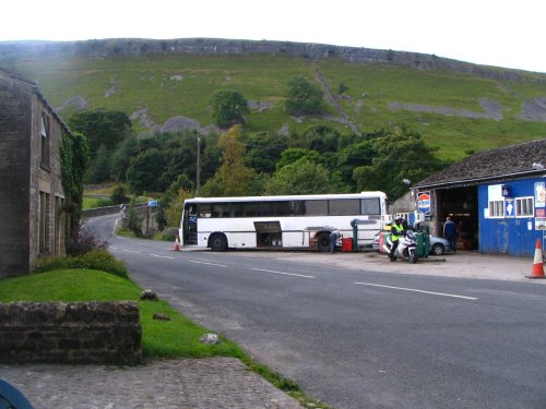 Village garage in Kettlewell, Wharfedale, Yorkshire Dales National Park, North Yorkshire.