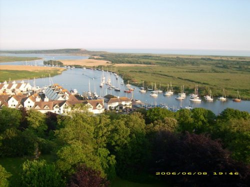 Looking towards Hengistbury Head, Christchurch, Dorset from the tower of The Priory Church.