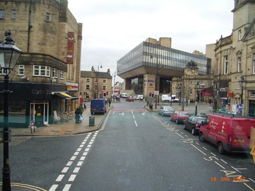 Halifax - From Commercial St looking towards the Halifax Building Society main office built in 1974