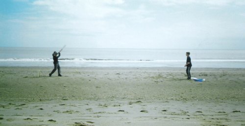 A game of cricket on Skegness beach.