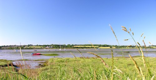 A Wide angle view of the River Stour at Mistley, Essex, where there are usually hundreds of Swans.