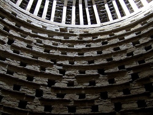 Dove cote nest holes at Minster Lovell Hall & Dovecote, Minster Lovell, Oxfordshire.