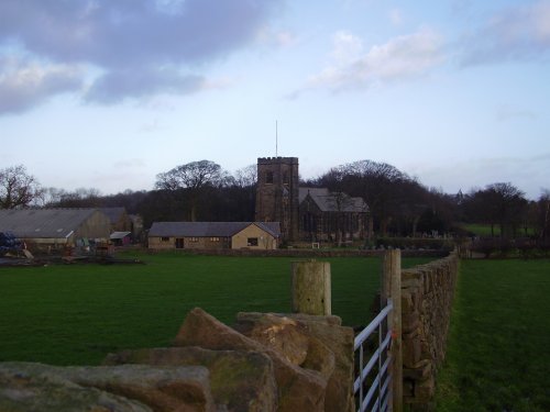 Looking onto the church at Hoghton, lancashire, on a cold new years eve, 2006.