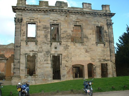This is the front of Sutton Scarsdale Hall, Sutton Scarsdale, Derbyshire