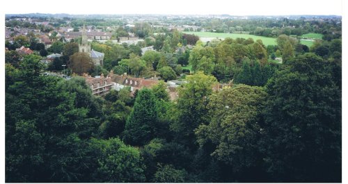 A view of Warwick taken from Warwick Castle, Warwickshire.