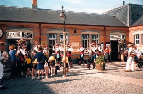 Morris Dancers at Kidderminster Severn Valley Railway station in the mid-1980s.