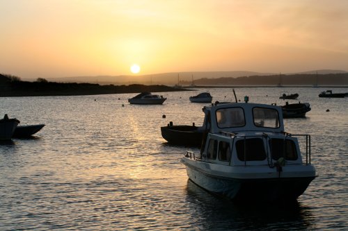 Sunrise over the Isle of Wight, looking from Keyhaven, Hampshire