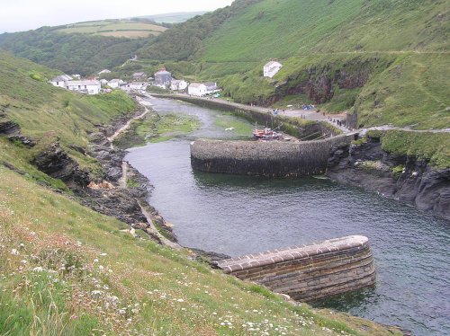 Boscastle Harbour, Cornwall, looking inland.