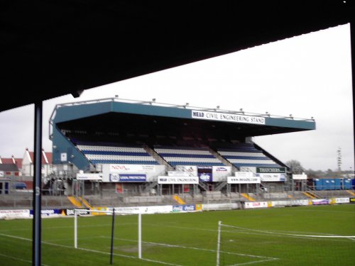 An empty west stand at the memorial ground Bristol home of Bristol Rovers