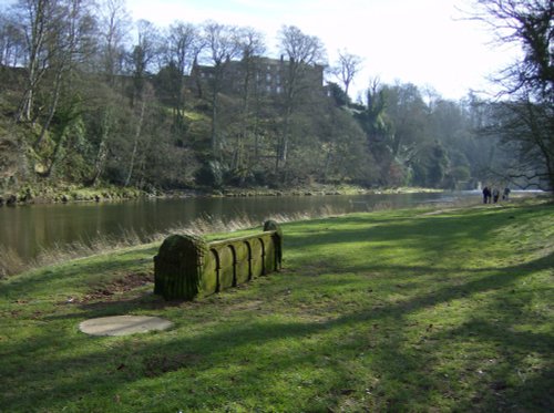 Wetheral, Cumbria. The walk along the riverbank. Corby Castle in background