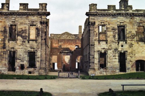 This is the front of Sutton Scaresdale Hall, Derbyshire