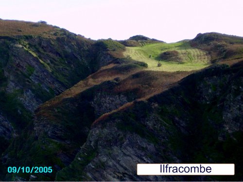 View from Ilfracombe Harbour, North Devon 
at the cliffs on the opposite side.