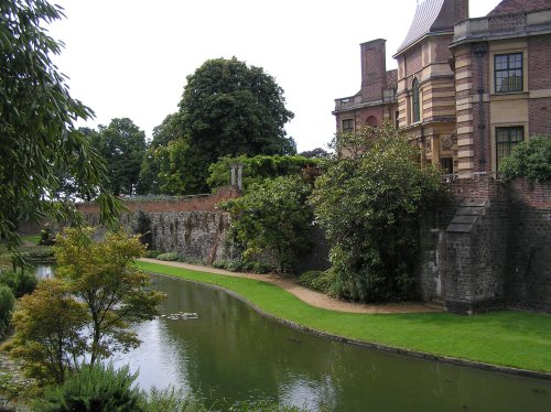 View of the house and gardens at Eltham Palace, South London.