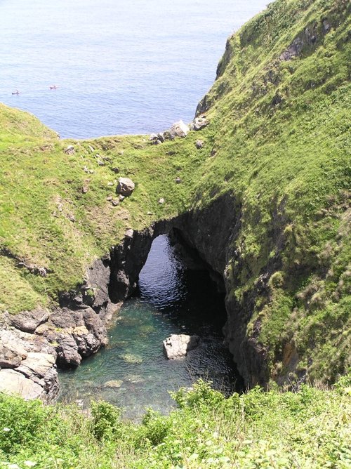 The Devil's Frying Pan, a spectacular coastal feature near Cadgwith, the Lizard, Cornwall.