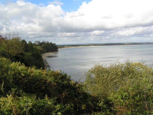 Studland Bay looking back towards Studland village and Swanage, Dorset.