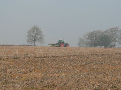 ploughing a field in rural Somerset