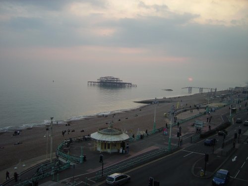 West Pier on sunset, Brighton, East Sussex