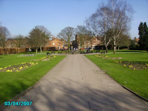 Kings Park looking towards the main entrance in spring.
In Retford, Nottinghamshire