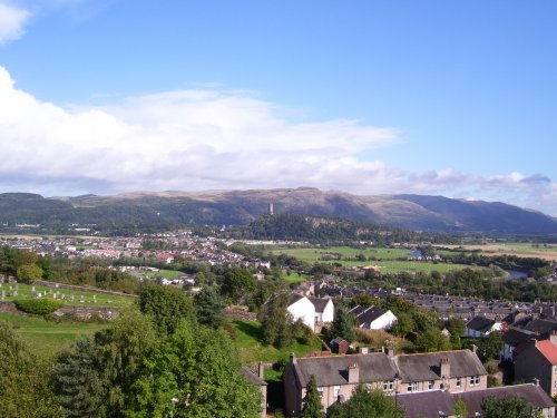 view from Stirling Castle to Abbey Craig & Wallace Monument, Stirling, Scotland