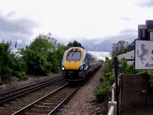 View of Midland Mainline Train approaching Beeston Railway Station, Beeston, Nottinghamshire.