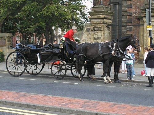 Waiting for the Bride and Groom outside the Parish church, Stockton-on-Tees, County Durham