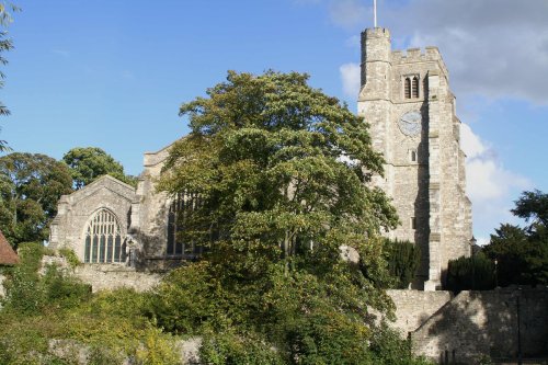 All Saint's parish church stands adjacent to the Archbishop's Palace in Maidstone, Kent