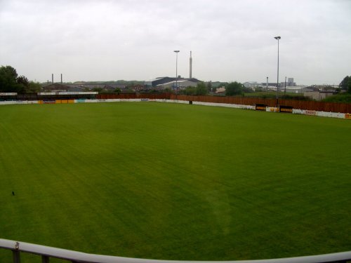 Worksop Football ground taken from the club bar area. Worksop in Nottinghamshire