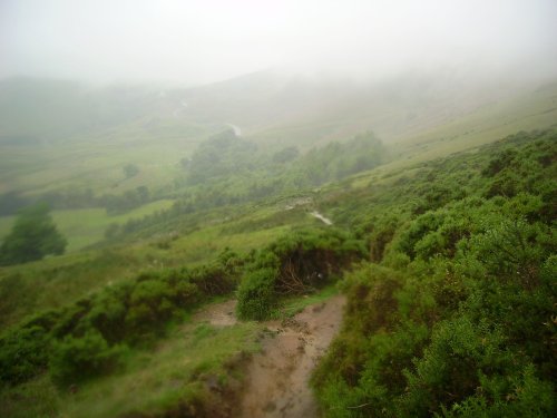 Looking back on the trail to Mam Tor