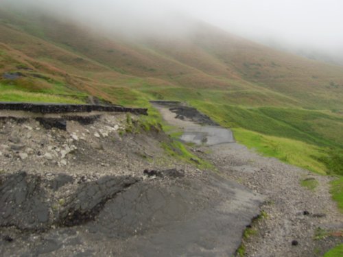 Landslide on route below Mam Tor , Near Castleton