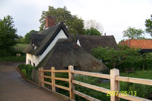 Thatched Cottage from the bridge at Fladford Mill