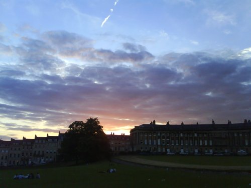 Royal Crescent & The Welkin at dusk, Bath, Somerset