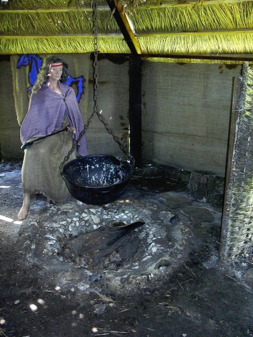 Hut interior at Iceni Village & Museum, Norfolk