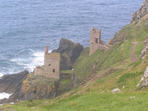 The Crowns, two engine houses at Botallack mine near St Just, Cornwall