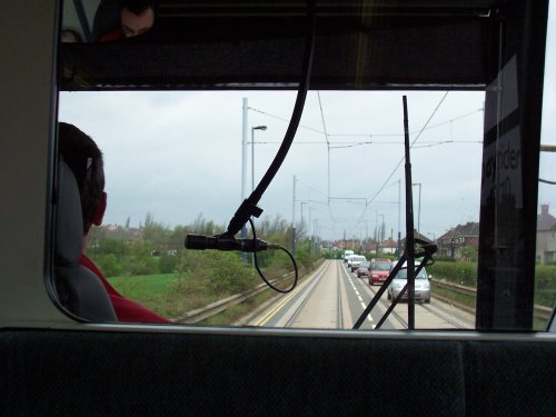 Tram drivers view, Sheffield, South Yorkshire